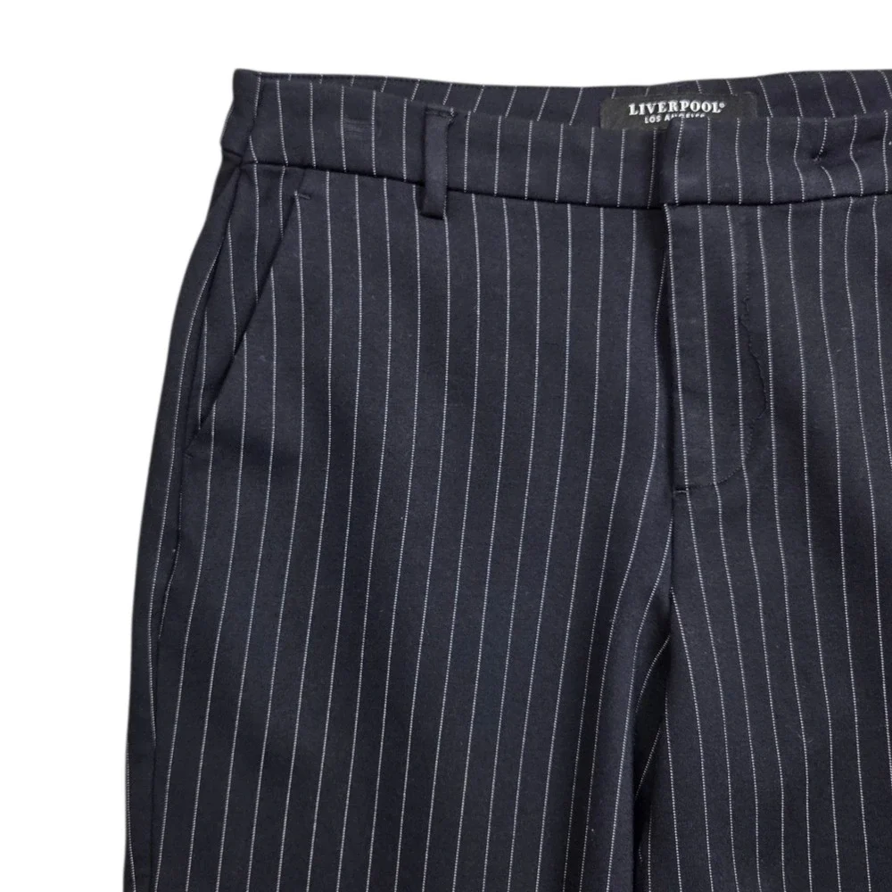 Liverpool Kelsey Knit Trouser Womens 14 Super Stretch Ponte Ankle Black Striped